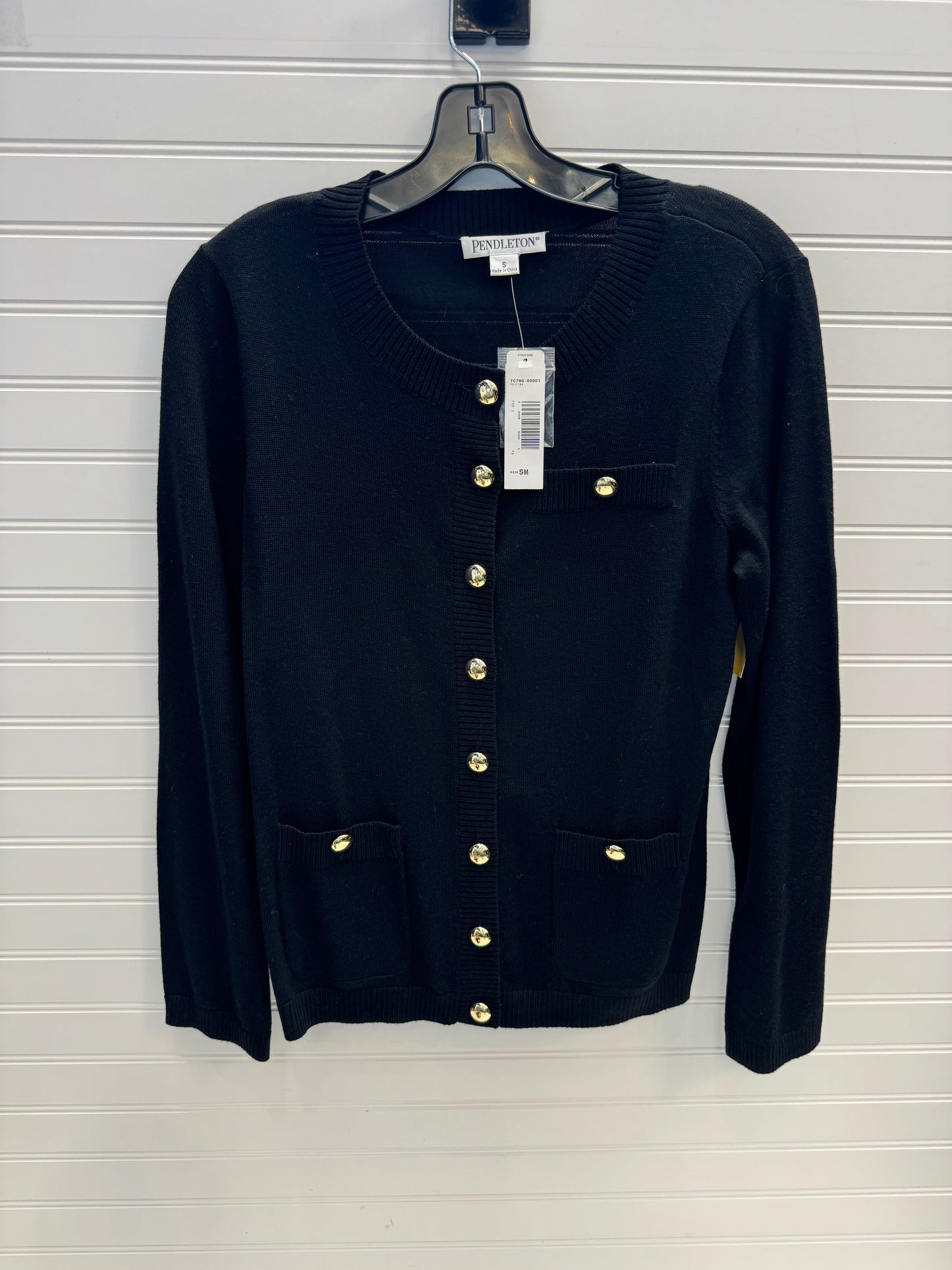 Sweater Cardigan By Pendleton In Black & Gold, Size: S