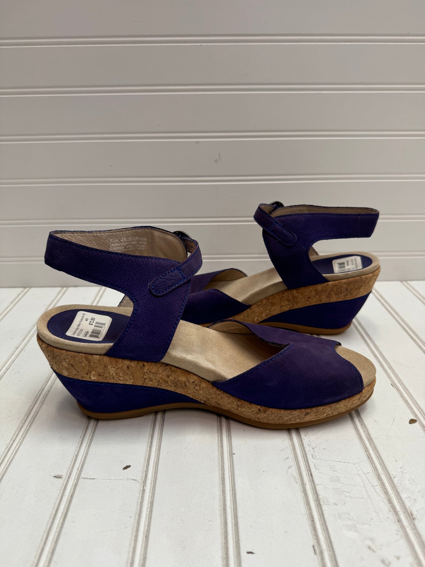 Sandals Heels Wedge By Dansko In Purple & Tan, Size: 10