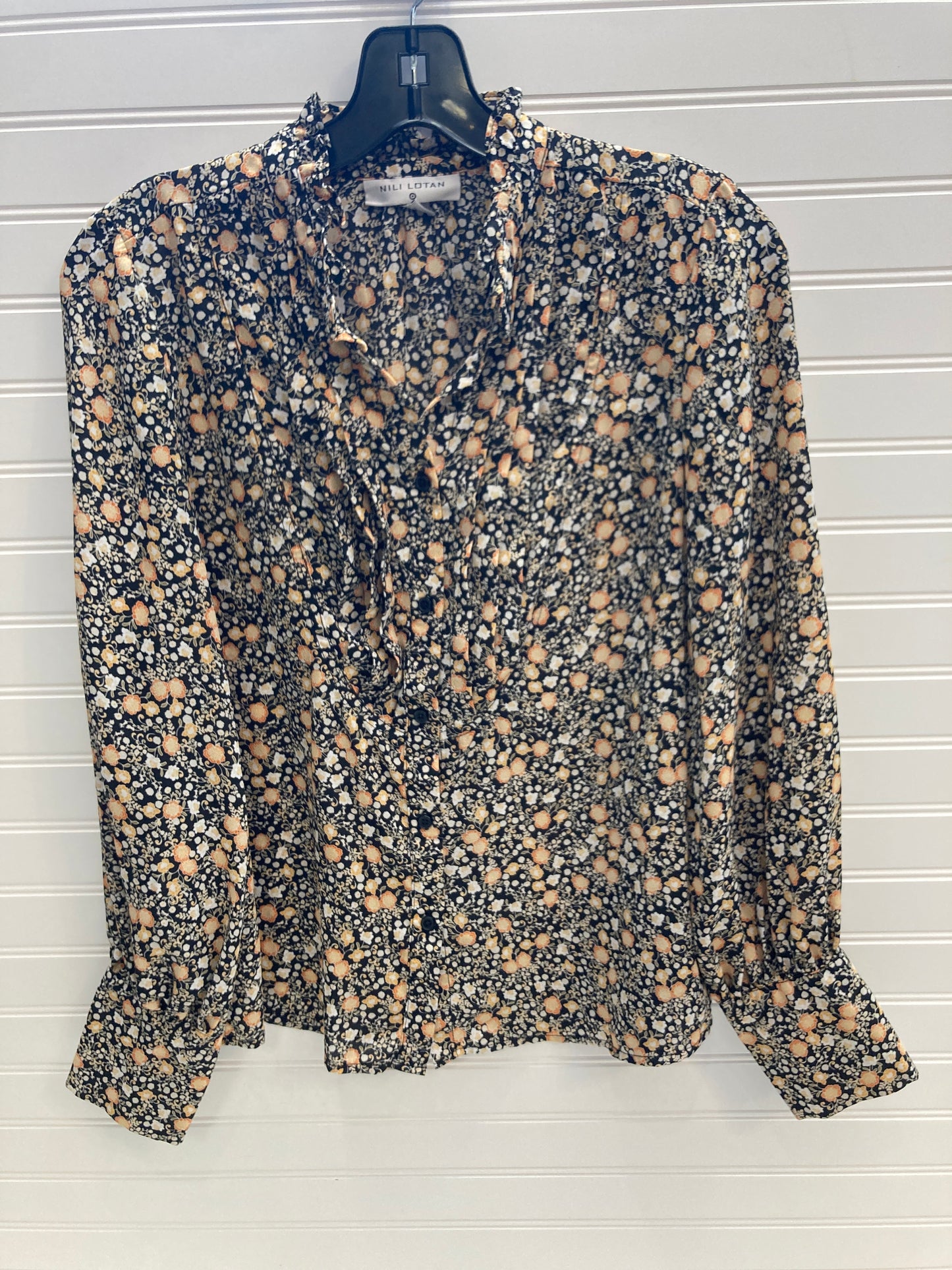 Blouse Long Sleeve By Nili Lotan In Floral Print, Size: S