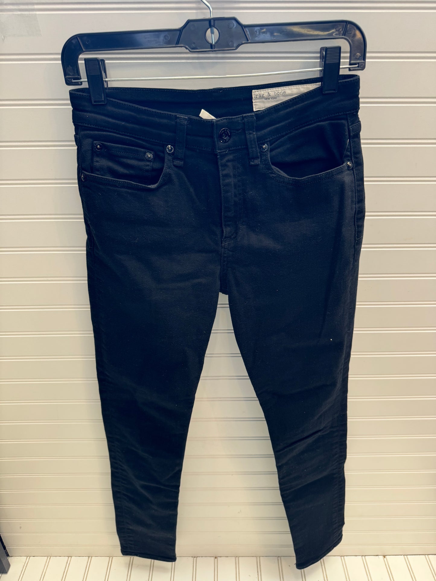 Jeans Skinny By Rag And Bone In Black Denim, Size: 4