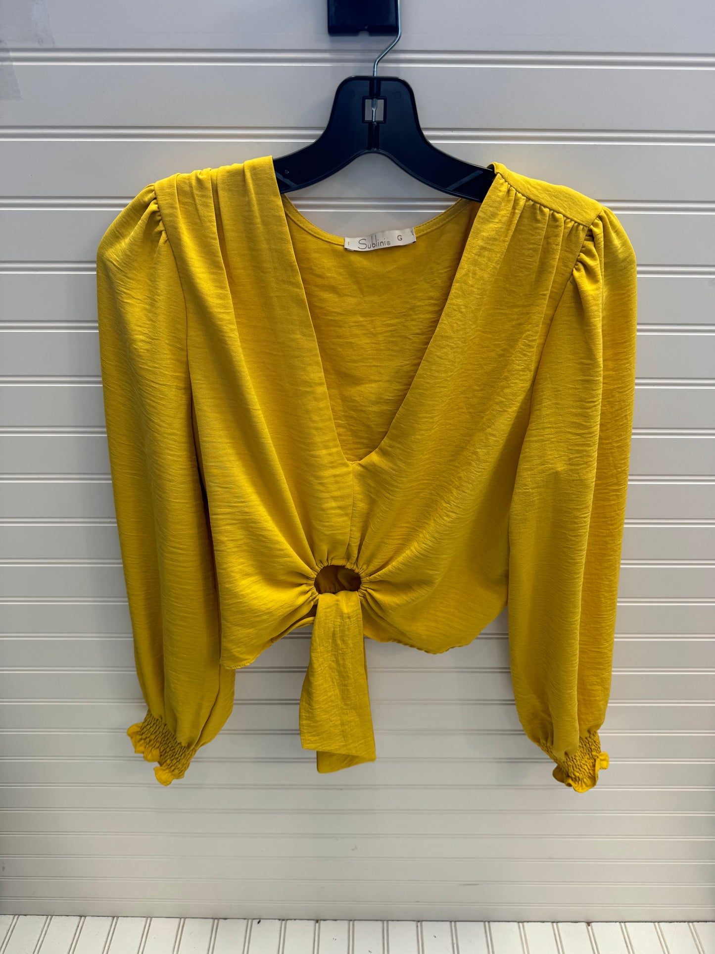 Top Long Sleeve By Sublini In Yellow, Size: L