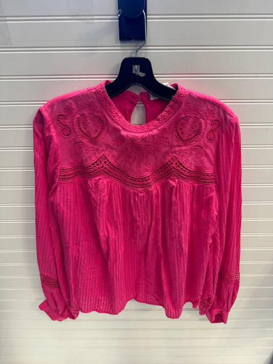 Top Long Sleeve By Anthropologie In Pink, Size: M