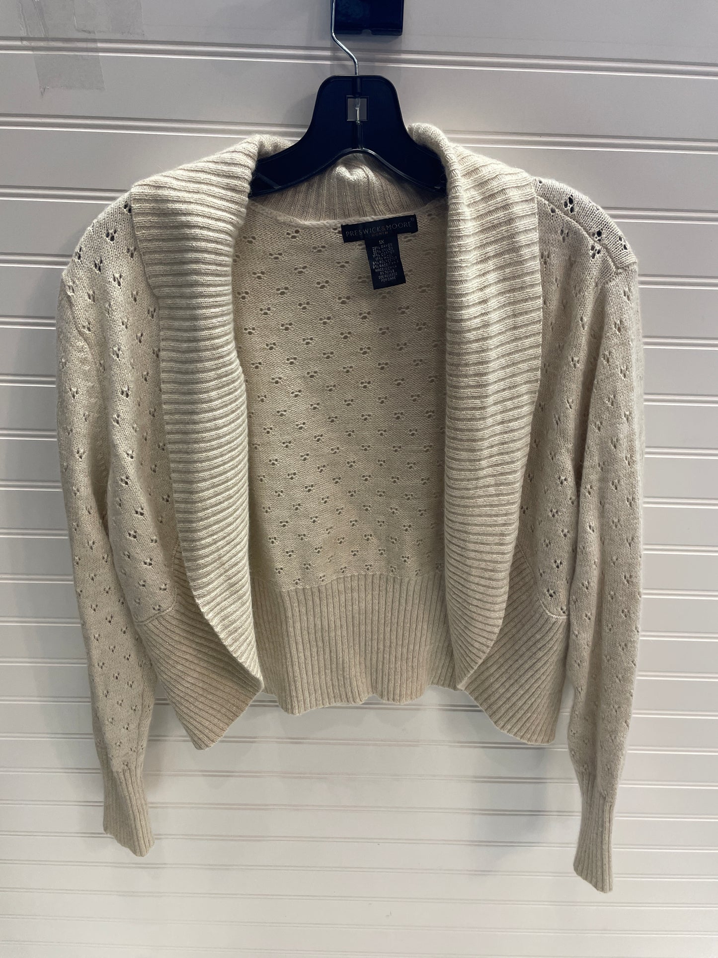 Sweater Cardigan By Preswick & Moore -  In Cream, Size: 1x