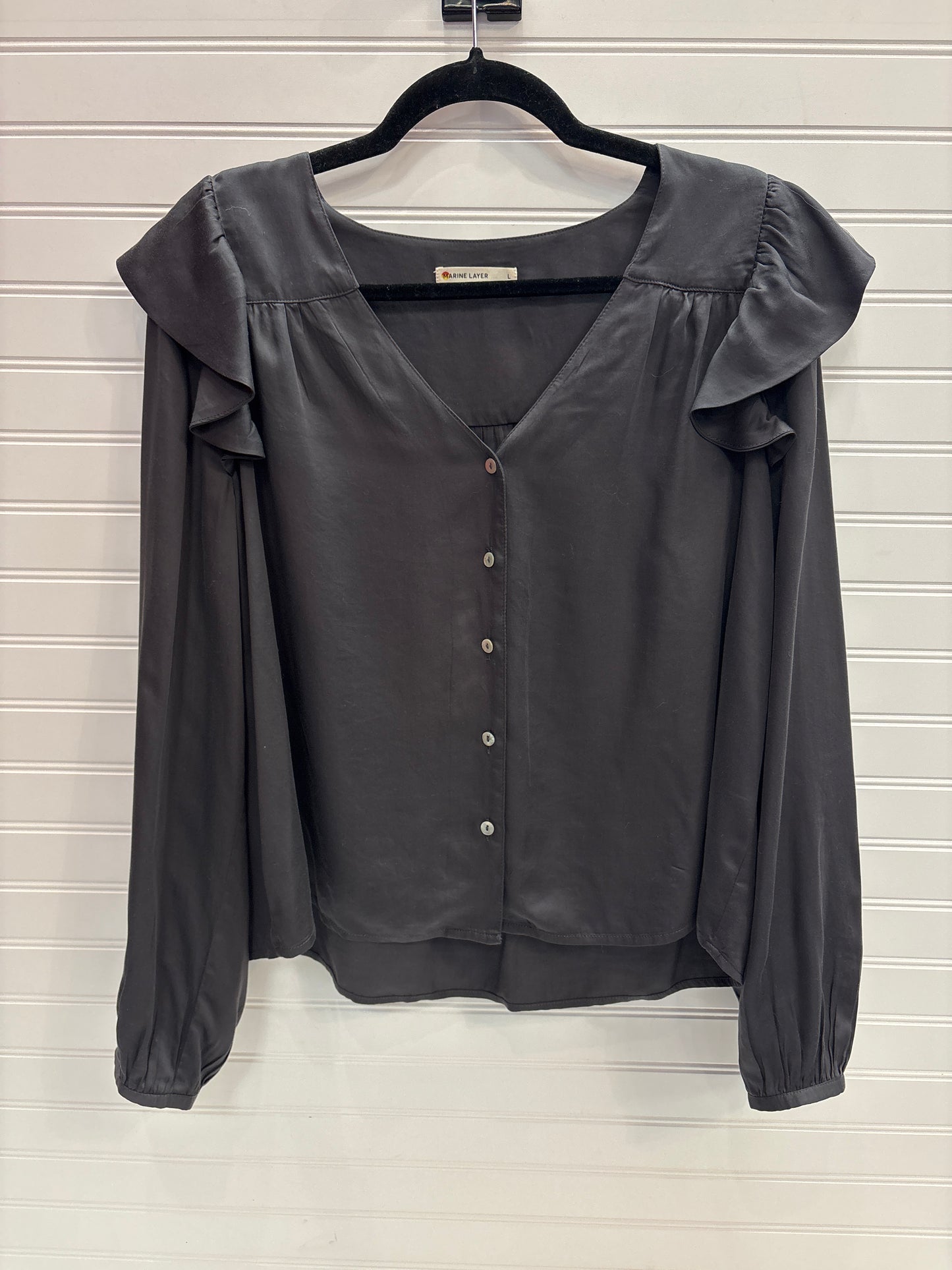 Blouse Long Sleeve By Marine Layer In Black, Size: L