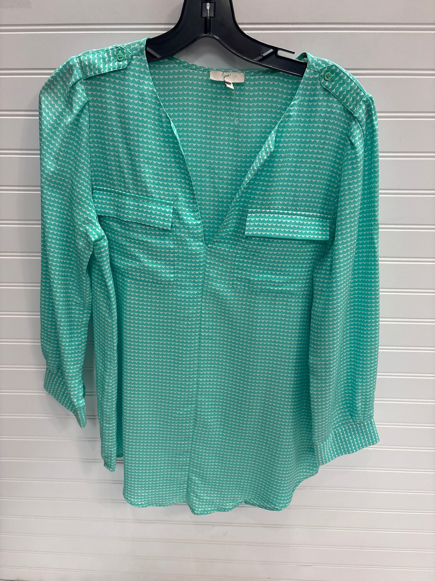 Top 3/4 Sleeve By Joie In Green & White, Size: Xs