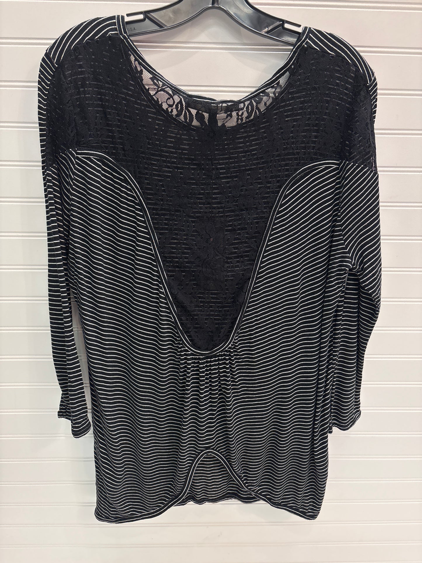 Top 3/4 Sleeve By Bcbgmaxazria In Black & White, Size: L