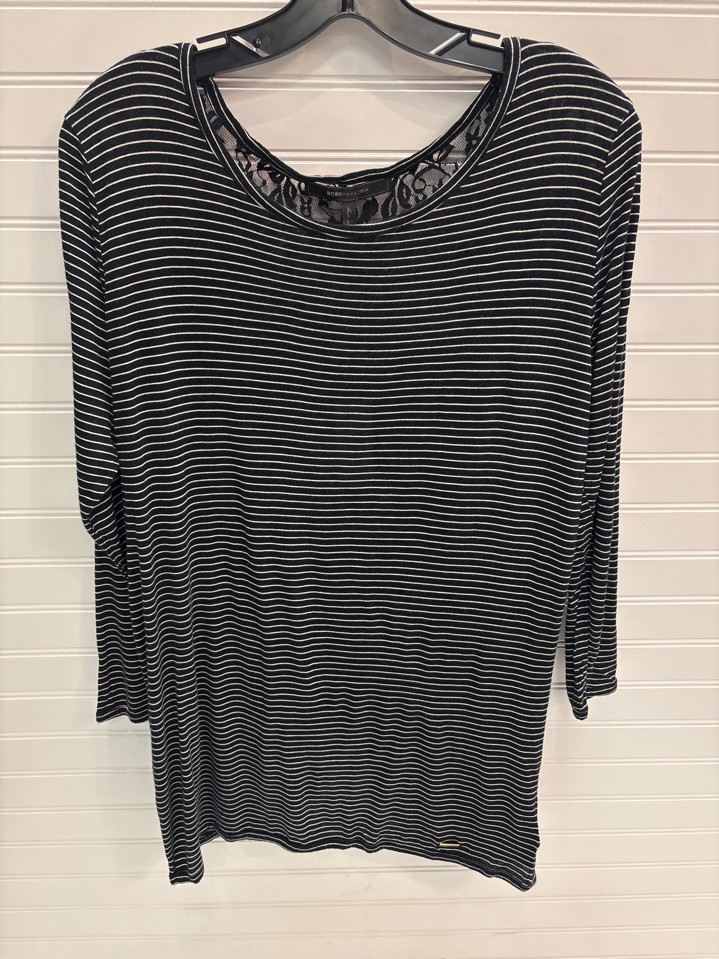 Top 3/4 Sleeve By Bcbgmaxazria In Black & White, Size: L