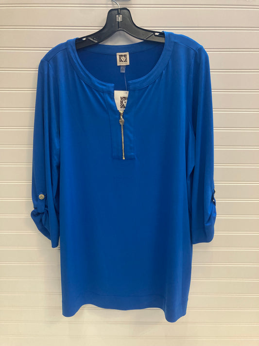 Blue Tunic 3/4 Sleeve Anne Klein, Size Xl