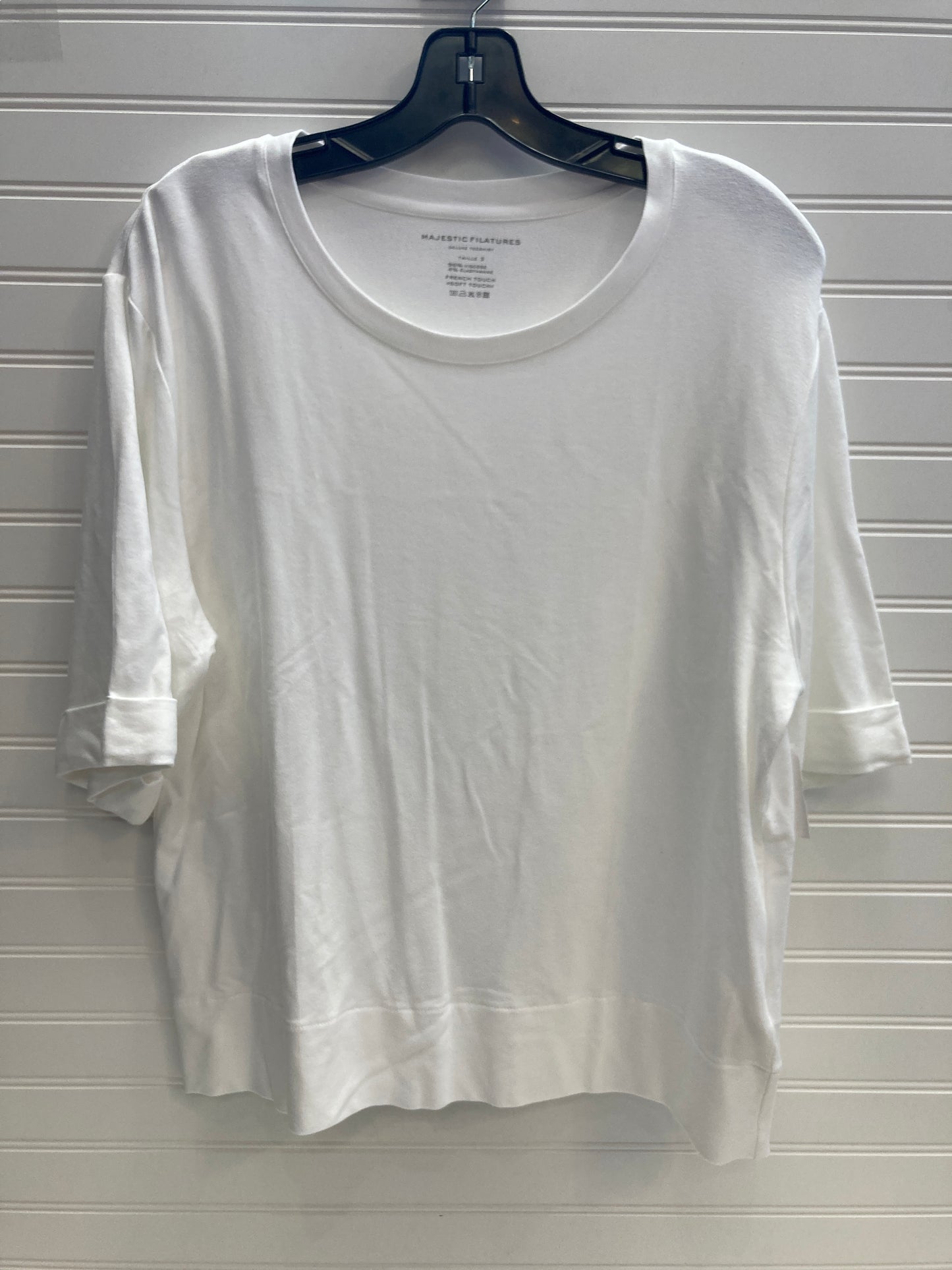 Top Short Sleeve By Majestic Filatures In White, Size: L