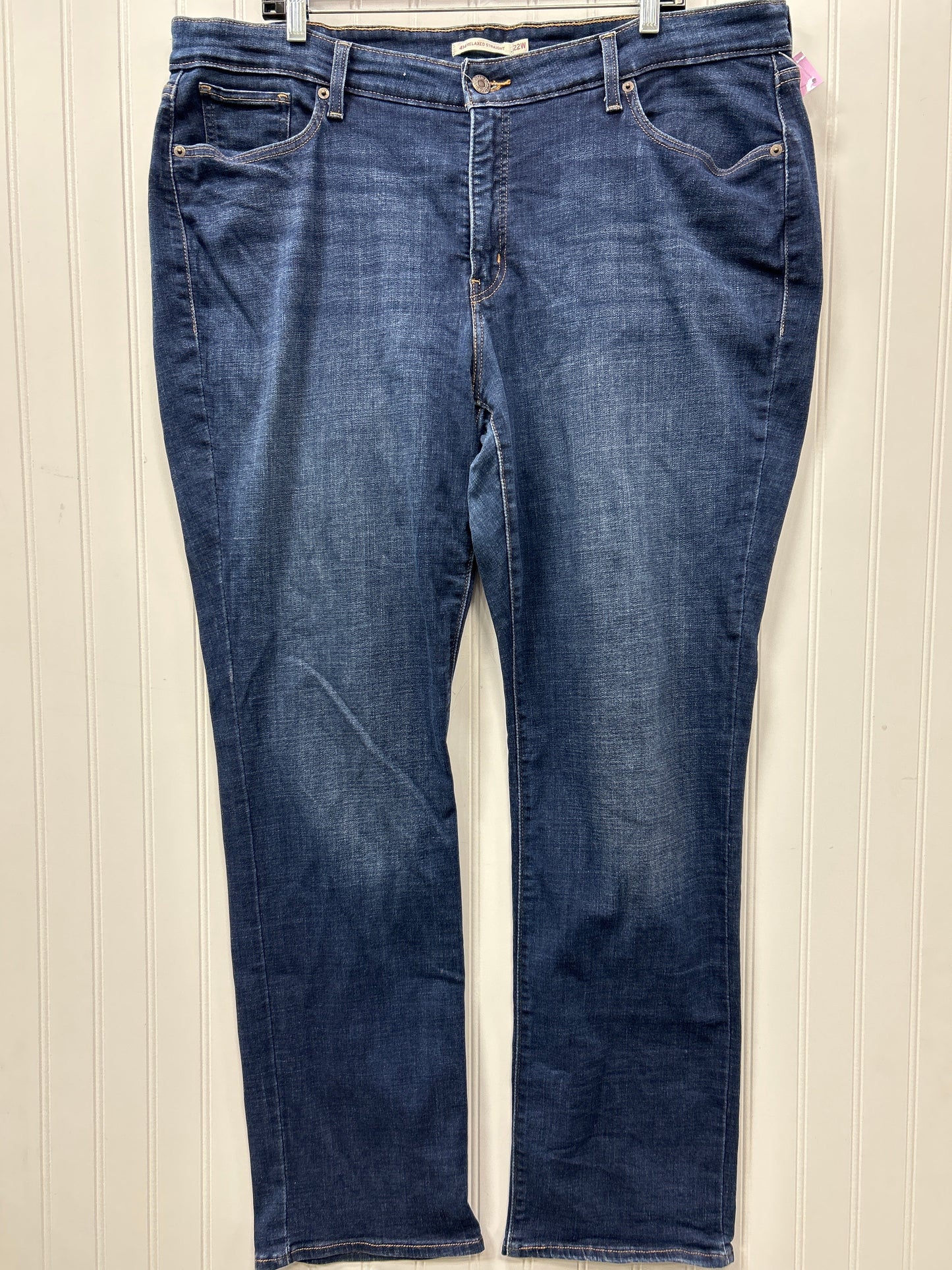 Jeans Straight By Levis In Blue Denim, Size:22