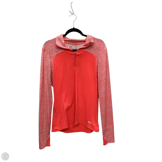 Athletic Top Long Sleeve Collar By Under Armour In Orange, Size: Xl