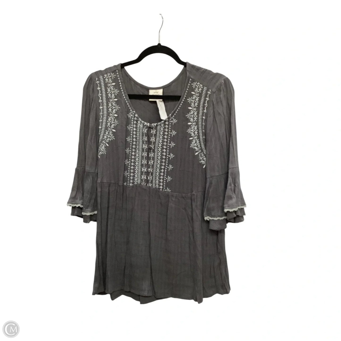 Top Long Sleeve By Knox Rose In Grey, Size: L