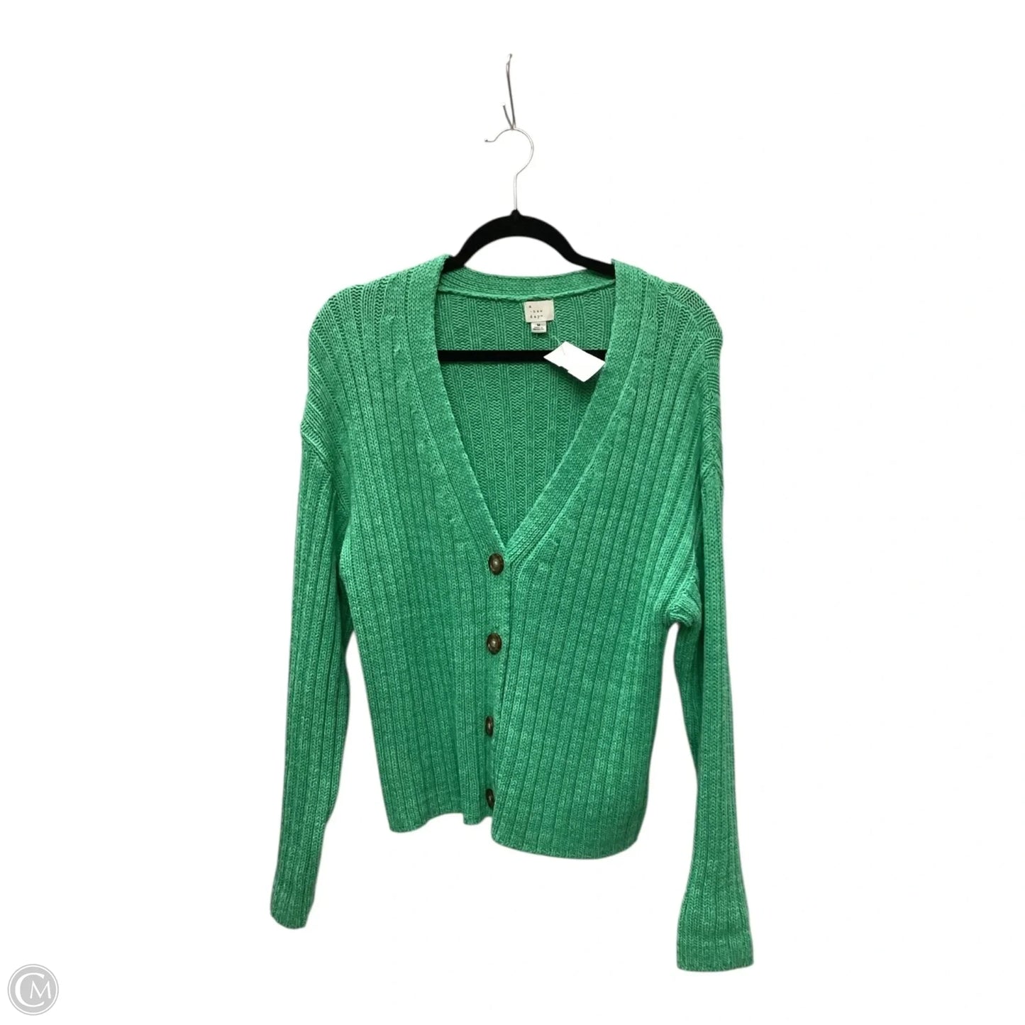 Sweater Cardigan By A New Day In Green, Size: M