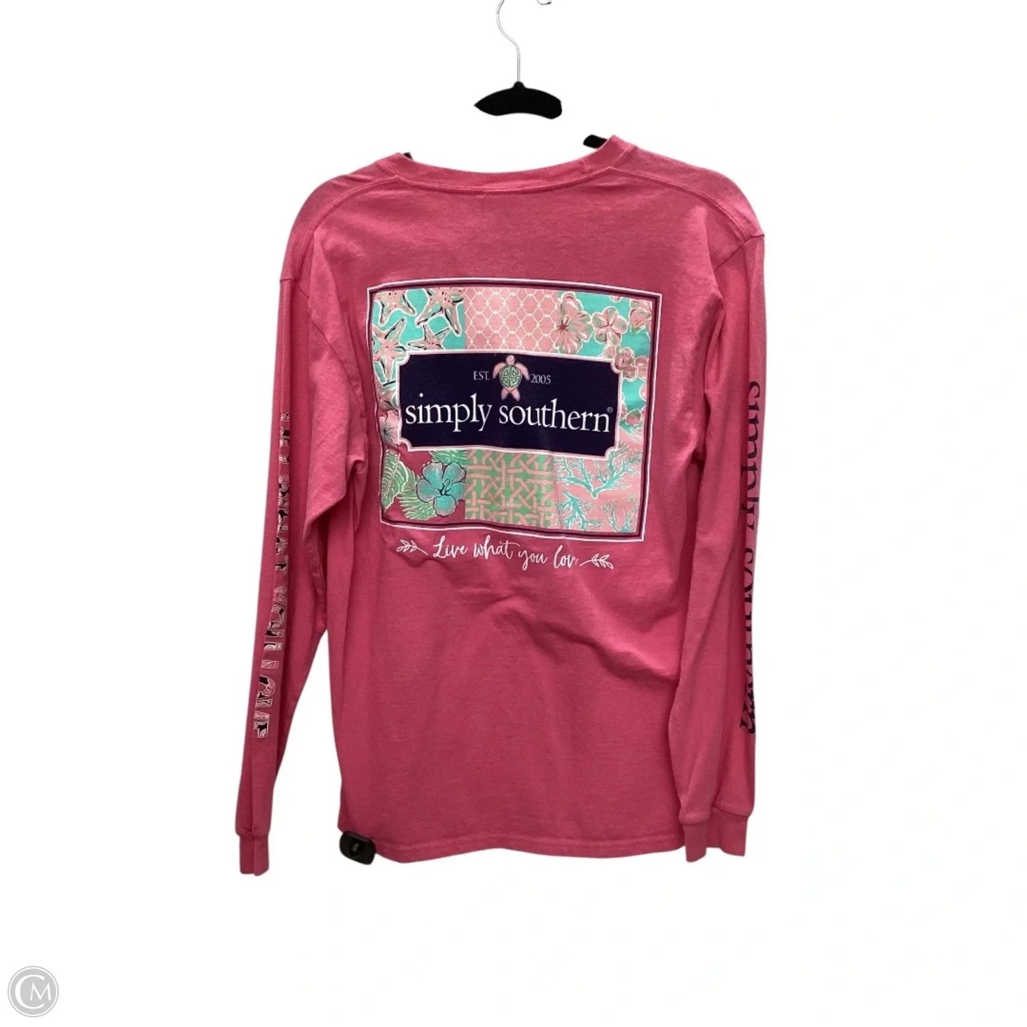 Top Long Sleeve Basic By Simply Southern In Pink, Size: S
