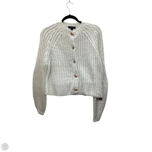 Sweater Cardigan By Ann Taylor In Grey, Size: L