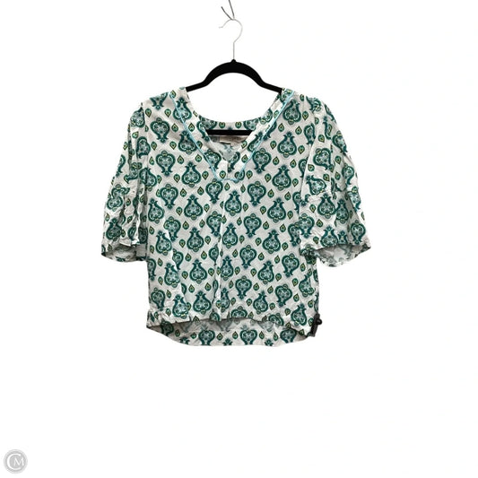 Top Short Sleeve By Loft In Green & White, Size: S