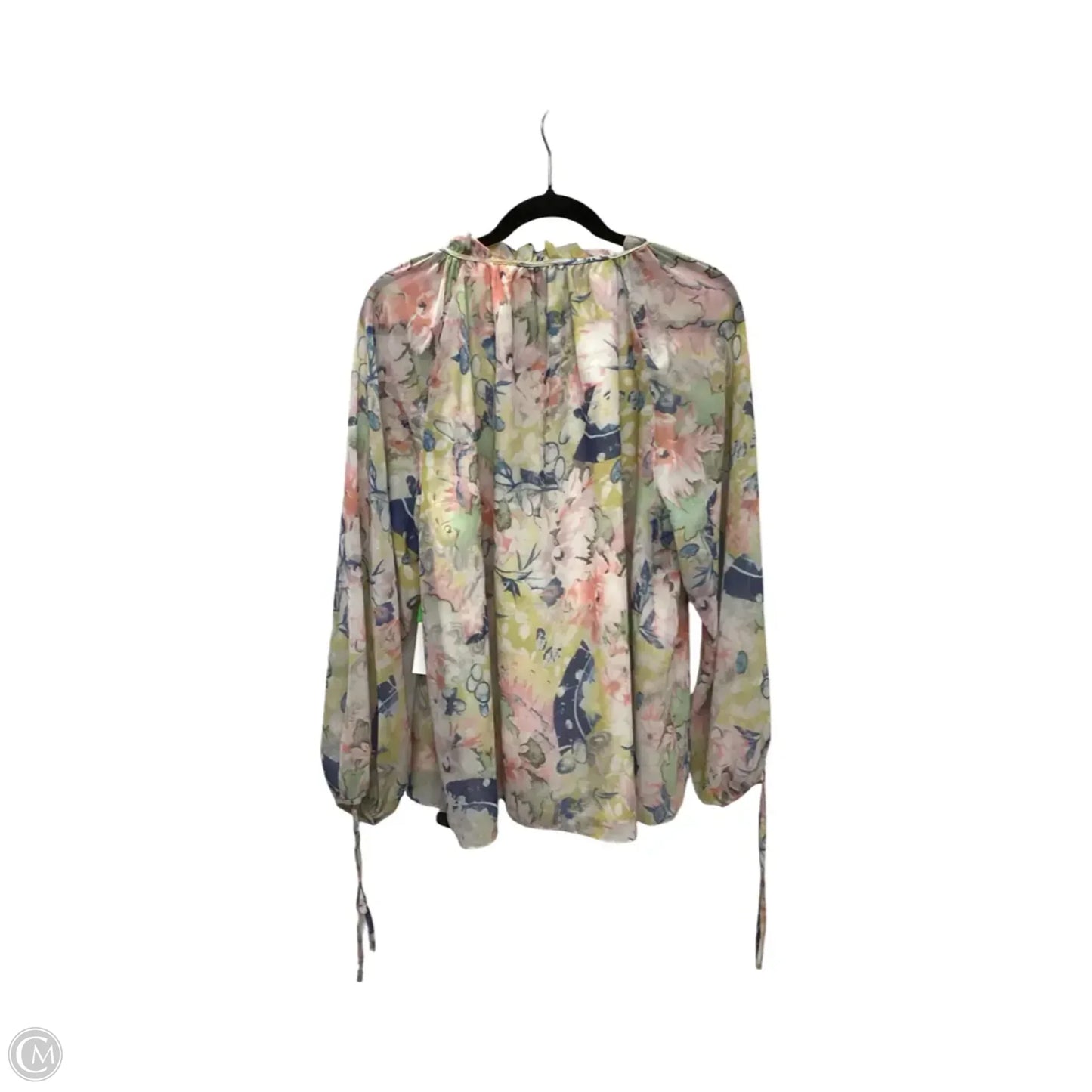 Designer Blouse Long Sleeve By Elie Tahari In Floral Print, Size: 1x