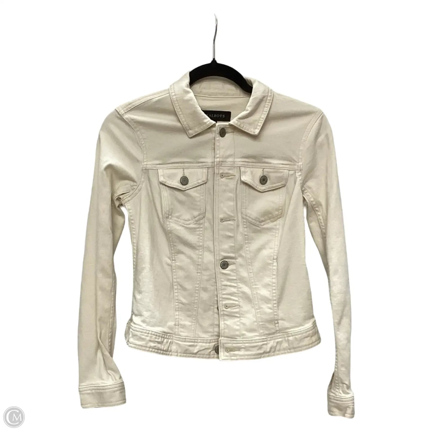 Jacket Denim By Talbots In Cream Denim, Size: Xs