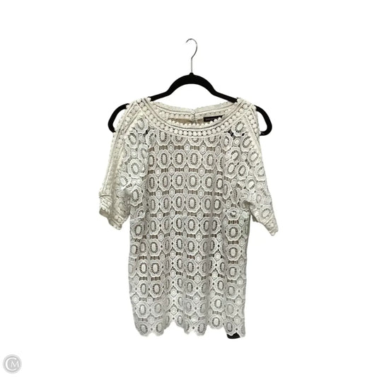 Designer Blouse Short Sleeve By Saks Fifth Avenue In Cream, Size: M