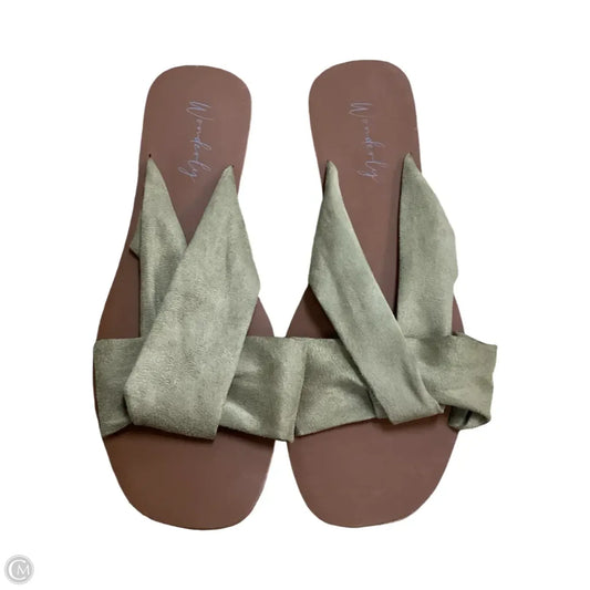 Sandals Flats By Wonderly In Green, Size: 8.5