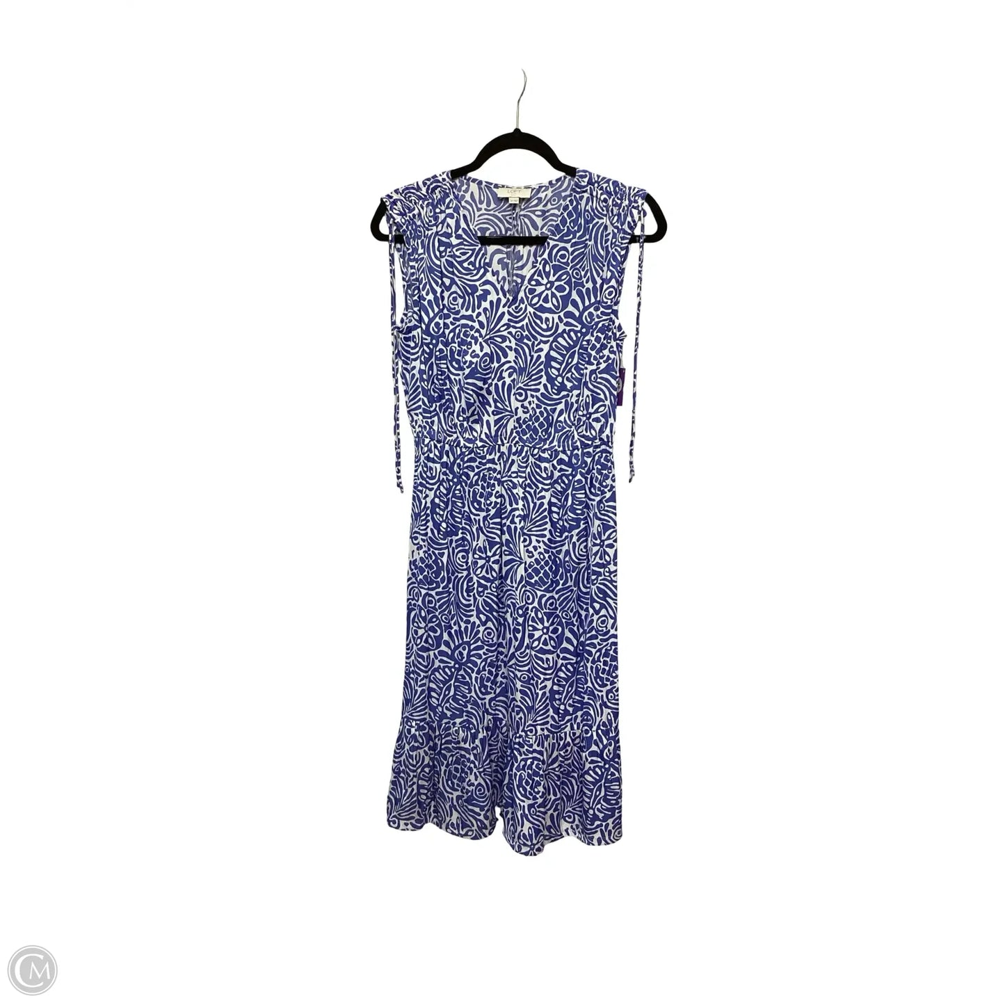 Dress Casual Midi By Loft In Blue & White, Size: Sp