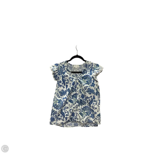Blouse Short Sleeve By Cmc In Blue & White, Size: M