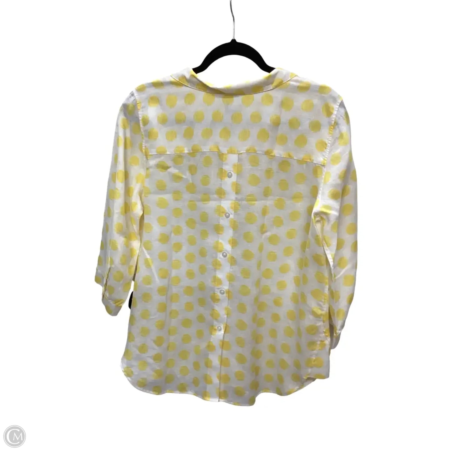 Blouse 3/4 Sleeve By Chicos In Yellow, Size: 8