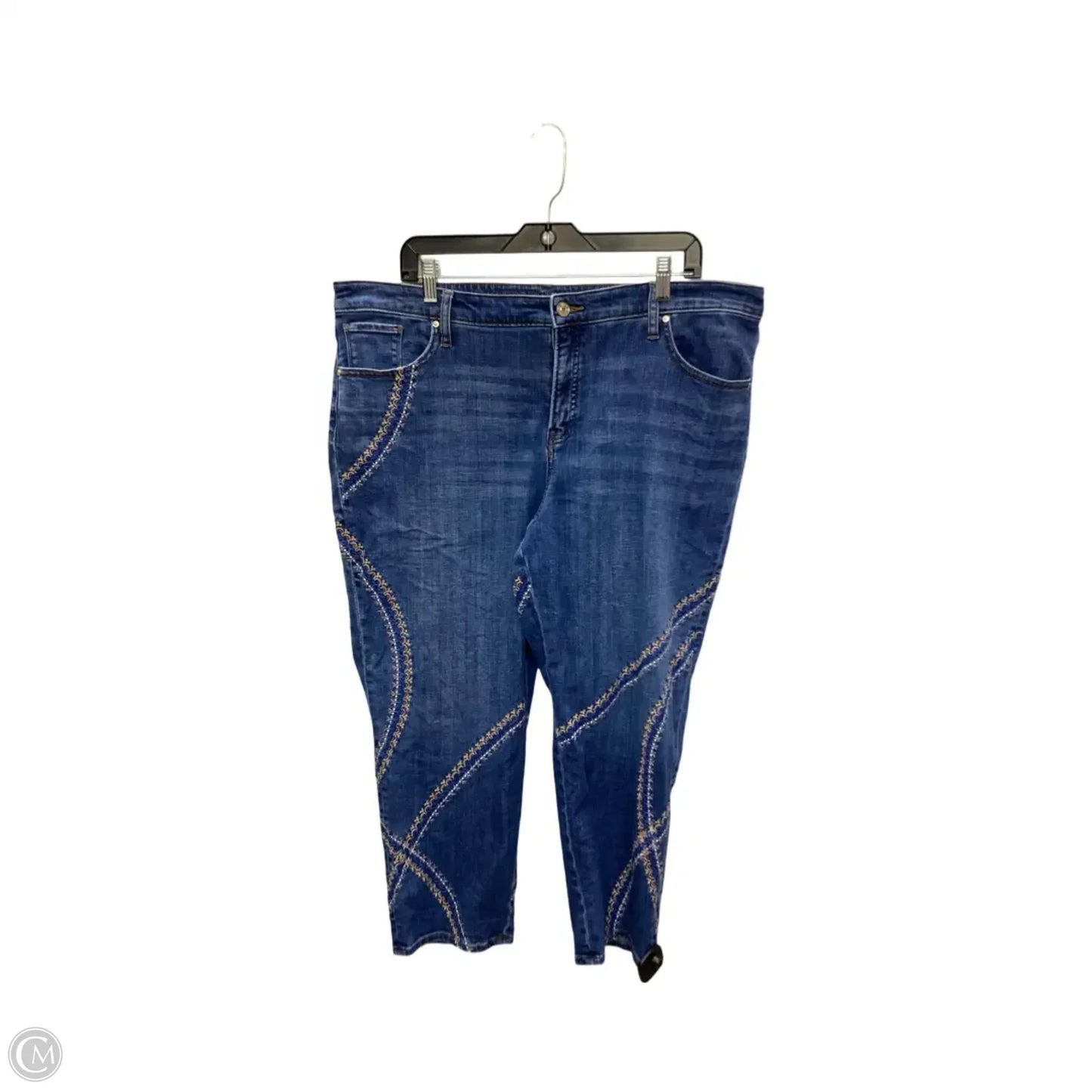 Jeans Cropped By Chicos In Blue Denim, Size: Xl
