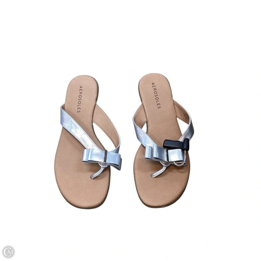 Sandals Flip Flops By Aerosoles In Silver, Size: 10