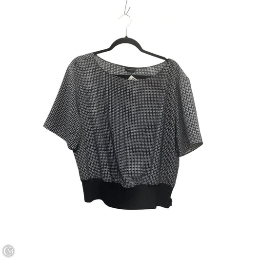 Top Short Sleeve By Adrienne Vittadini In Black & White, Size: Xl