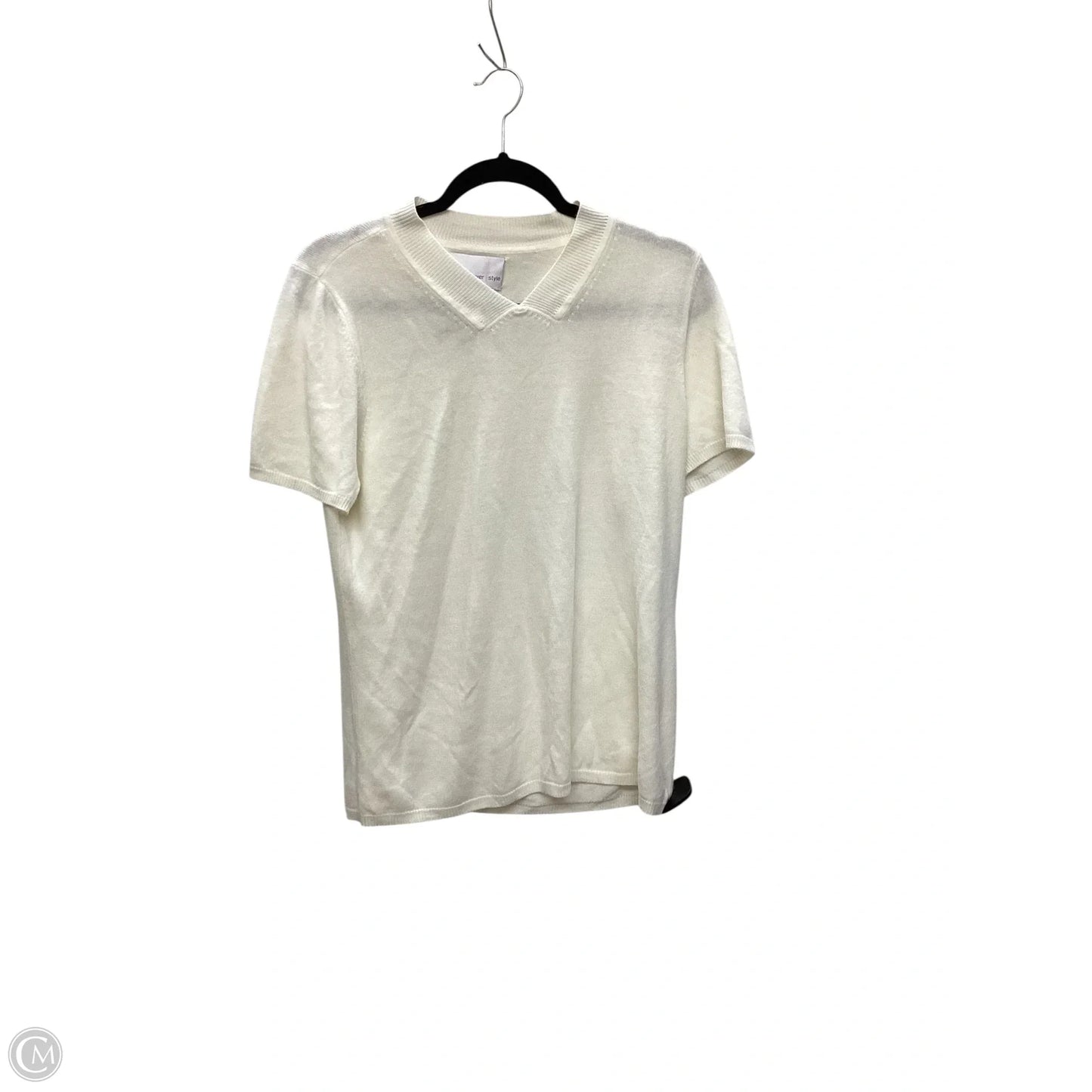 Top Short Sleeve By Susan Graver In White, Size: M