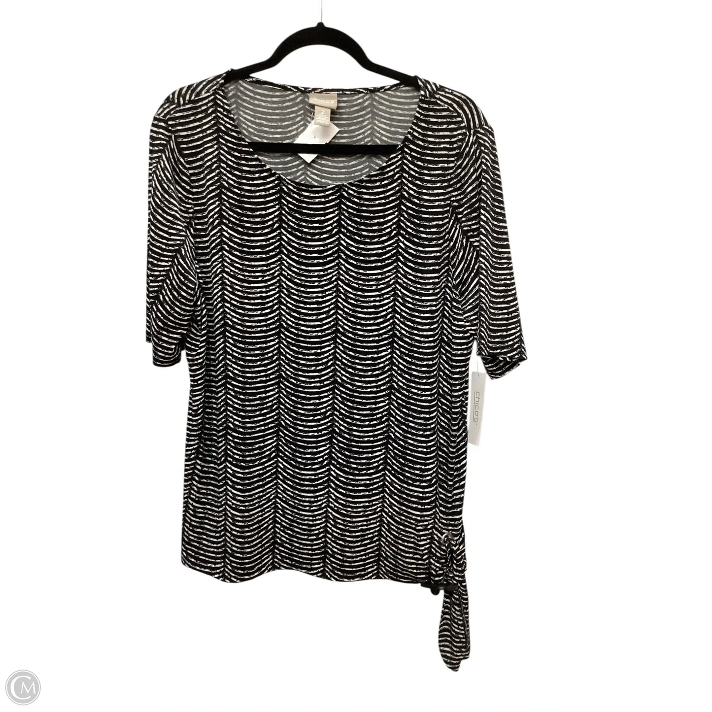 Top Short Sleeve By Chicos In Black & White, Size: L