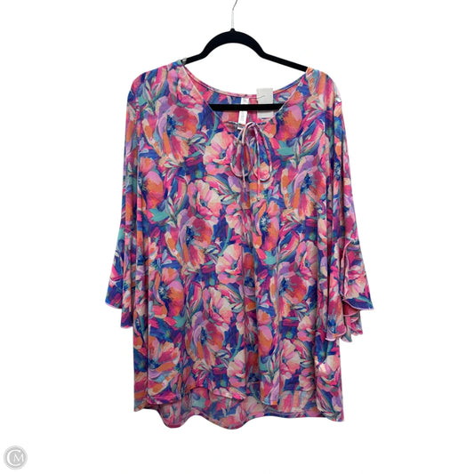 Top Long Sleeve By Clothes Mentor In Floral Print, Size: 2x