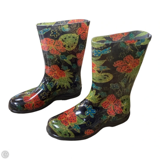 Boots Rain By Clothes Mentor In Floral Print, Size: 8
