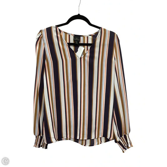 Top Long Sleeve By Worthington In Striped Pattern, Size: M