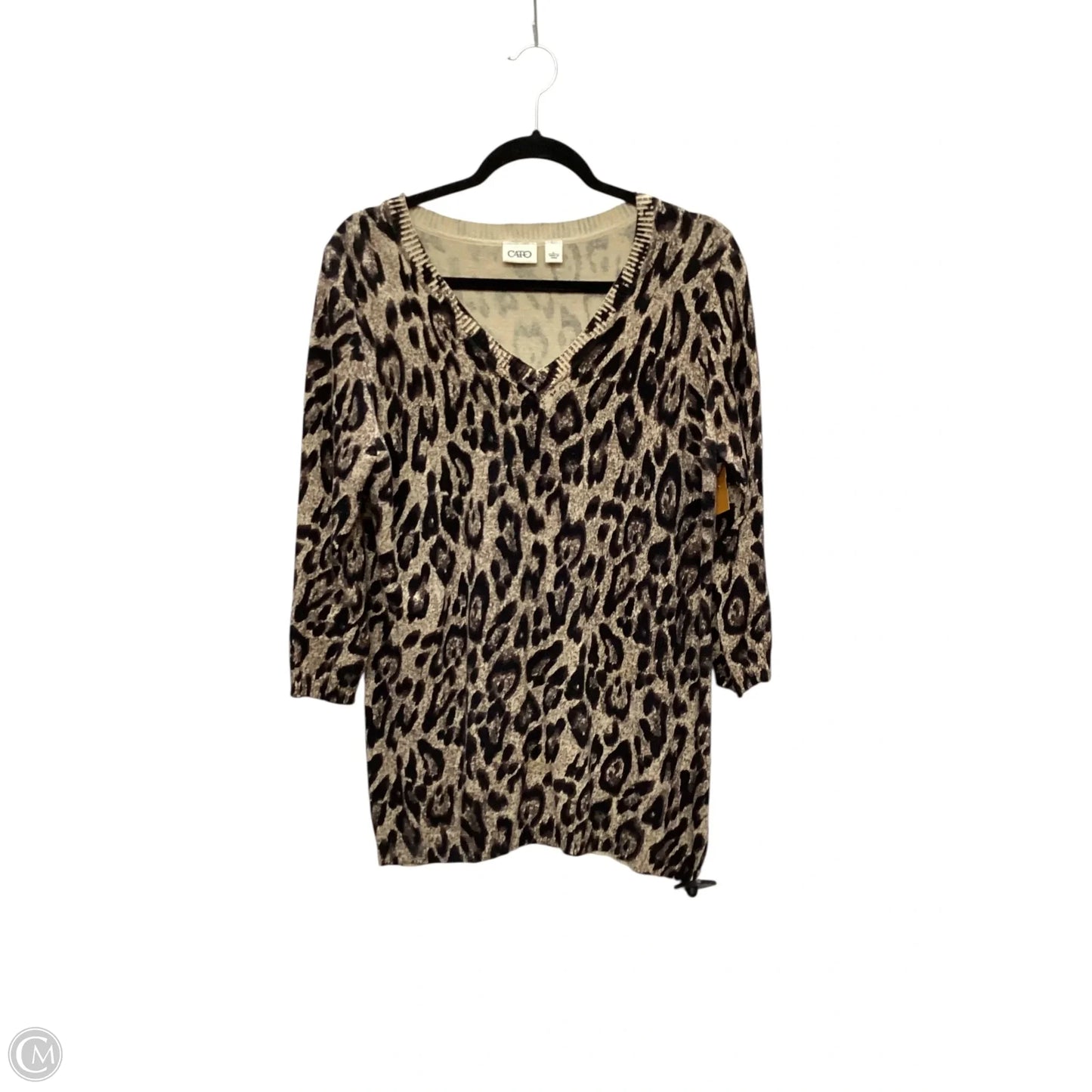 Top 3/4 Sleeve By Cato In Leopard Print, Size: L