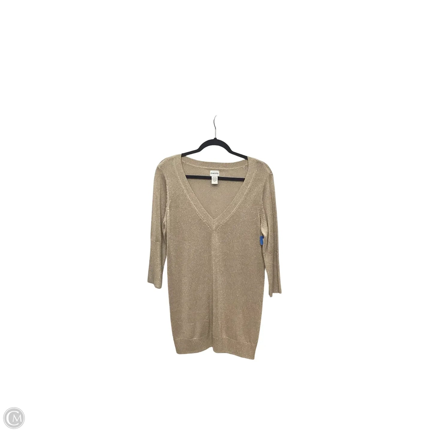 Sweater Short Sleeve By Chicos In Tan, Size: M