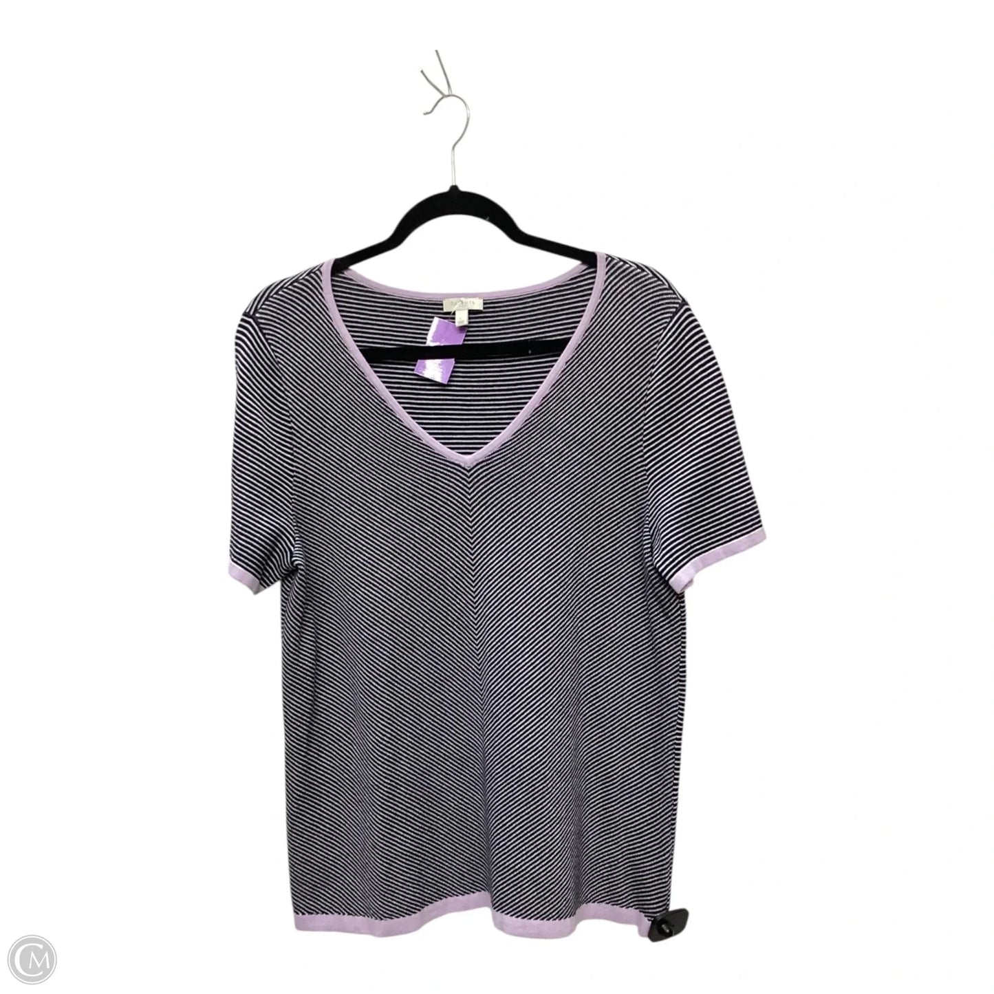 Top Short Sleeve By Talbots In Striped Pattern, Size: L