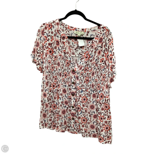 Top Short Sleeve By Cmc In Red & White, Size: 2x