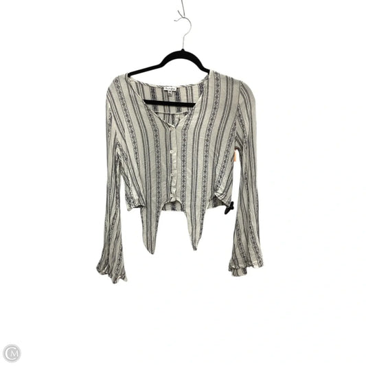 Top Long Sleeve By Love Fire In Striped Pattern, Size: M
