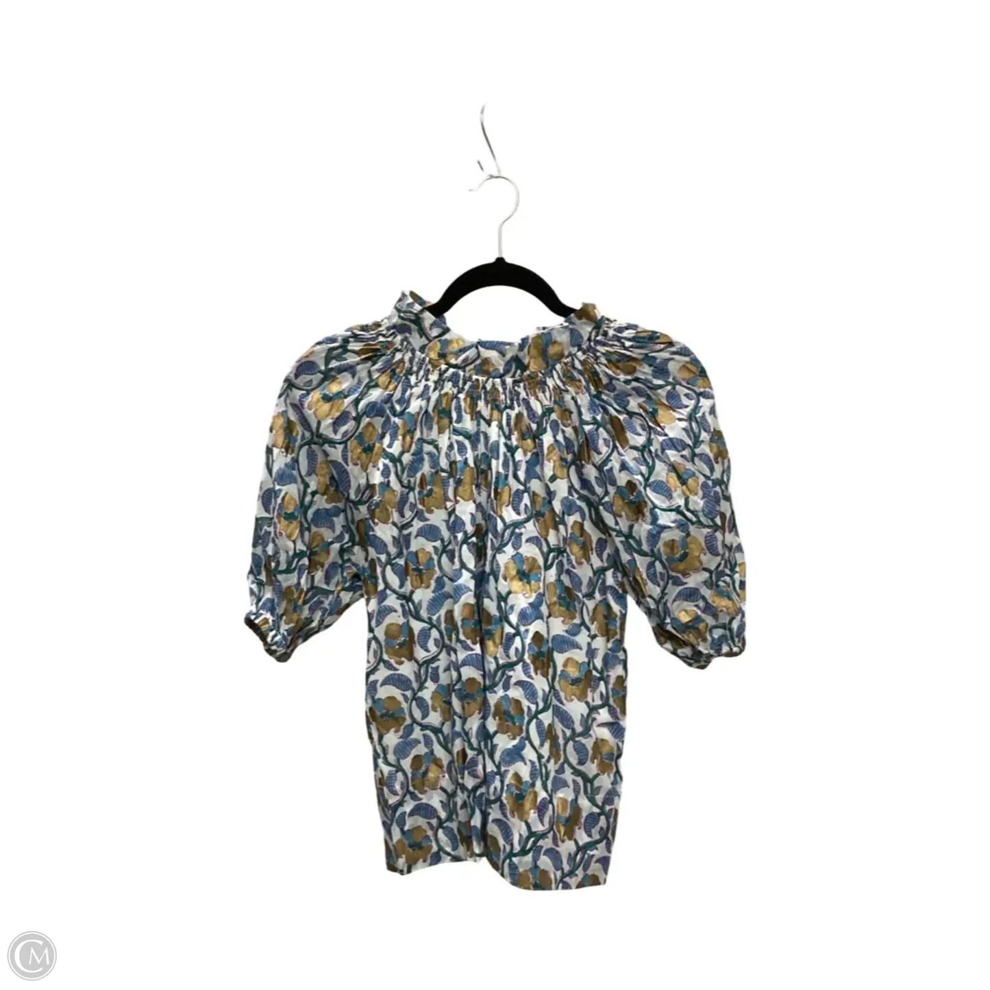 Designer Blouse Short Sleeve By Clothes Mentor In Blue, Size: Xs