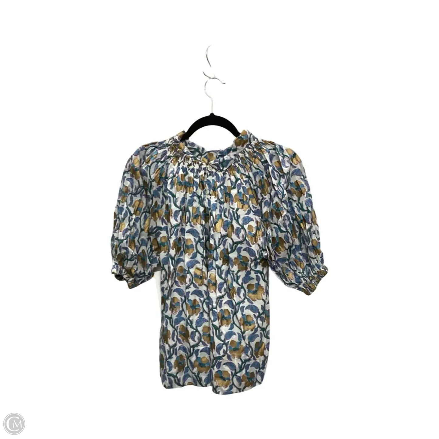 Designer Blouse Short Sleeve By Clothes Mentor In Blue, Size: Xs