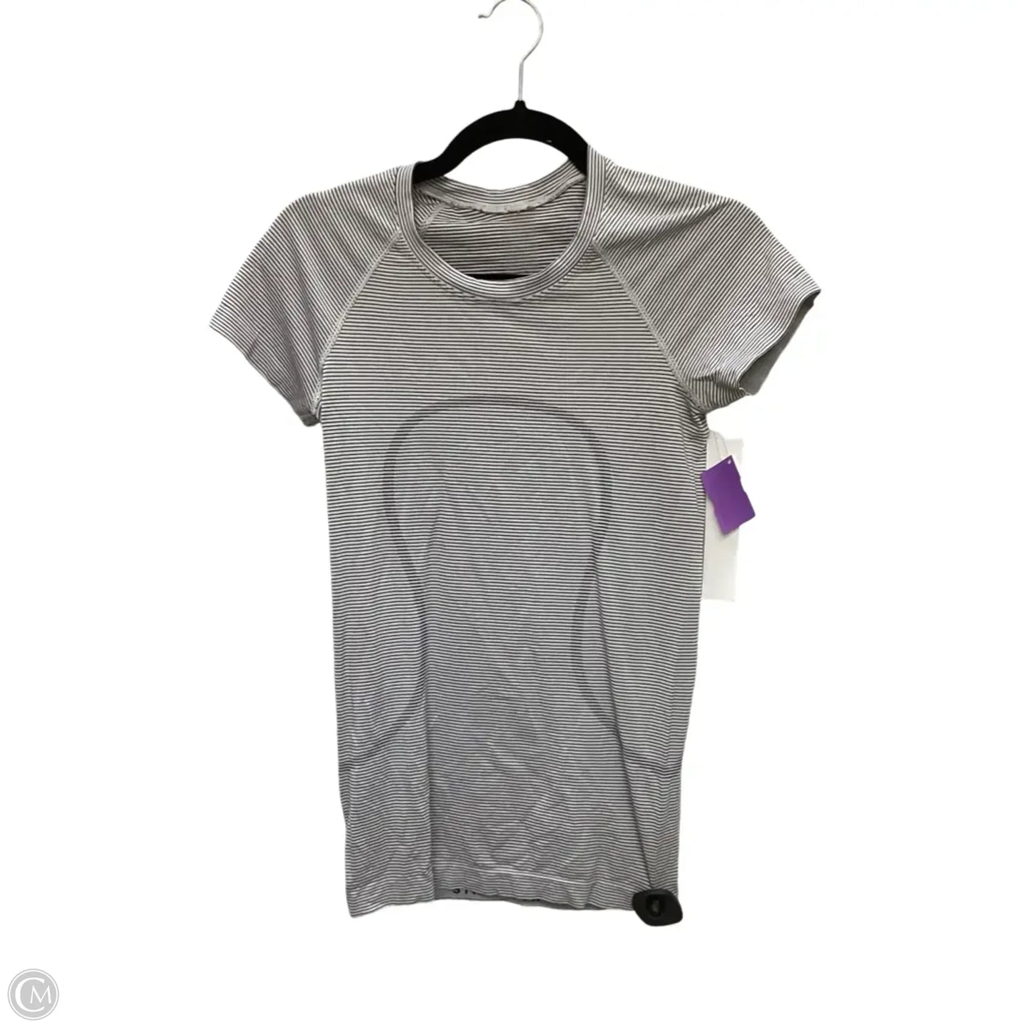 Athletic Top Short Sleeve By Lululemon In Striped Pattern, Size: 4