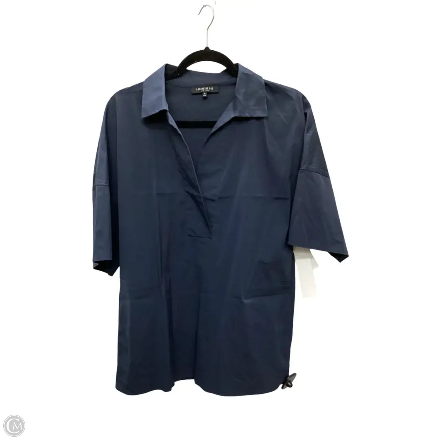 Blouse Designer By Lafayette 148 In Navy, Size: M