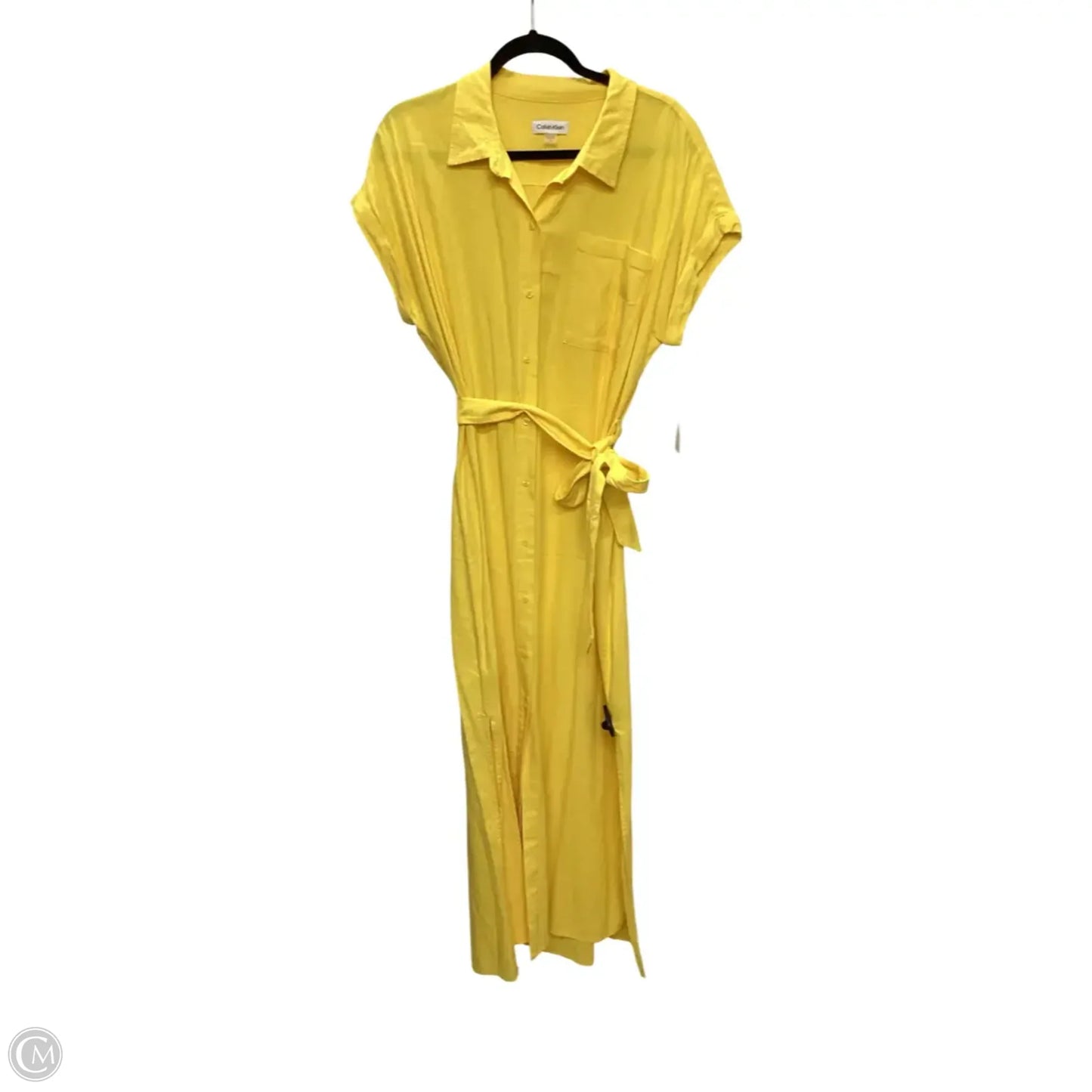 Dress Casual Maxi By Calvin Klein In Yellow, Size: 12