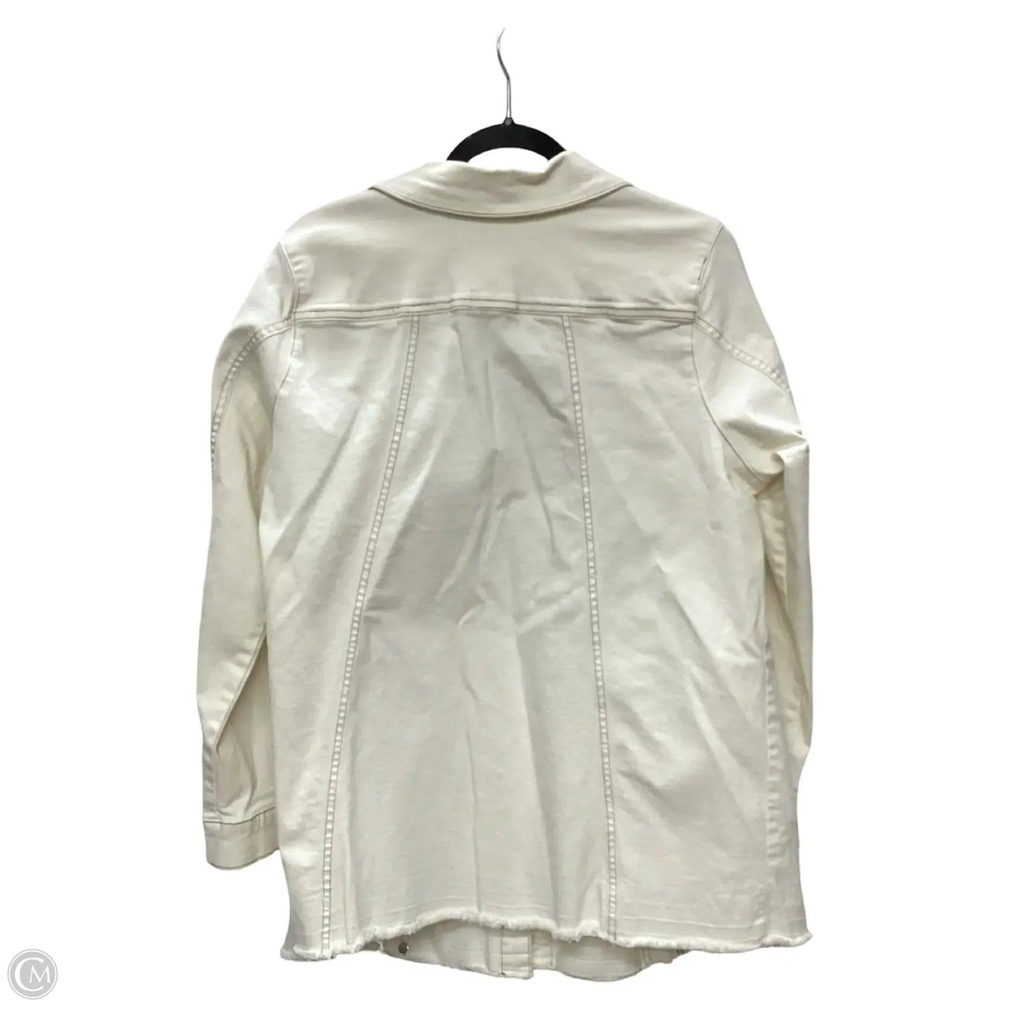 Jacket Denim By Logo In White Denim, Size: 1x