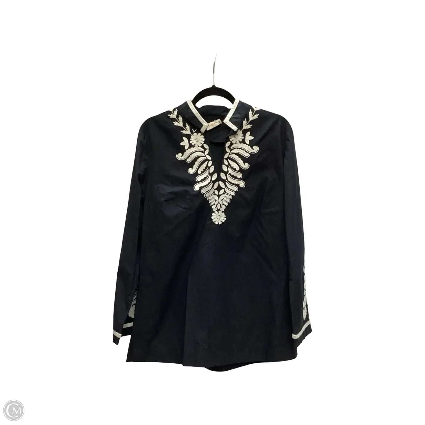Blouse Designer By Tory Burch In Black & White, Size: L