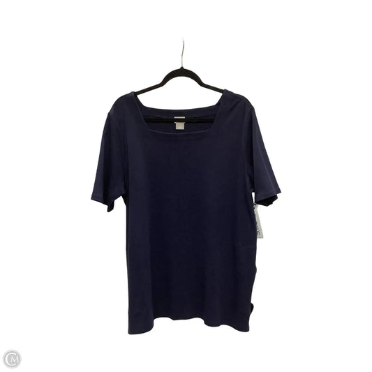 Blouse Short Sleeve By Chicos In Navy, Size: Xl