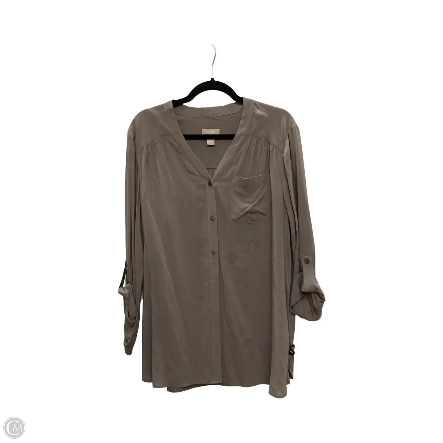 Blouse 3/4 Sleeve By Chicos In Grey, Size: 2