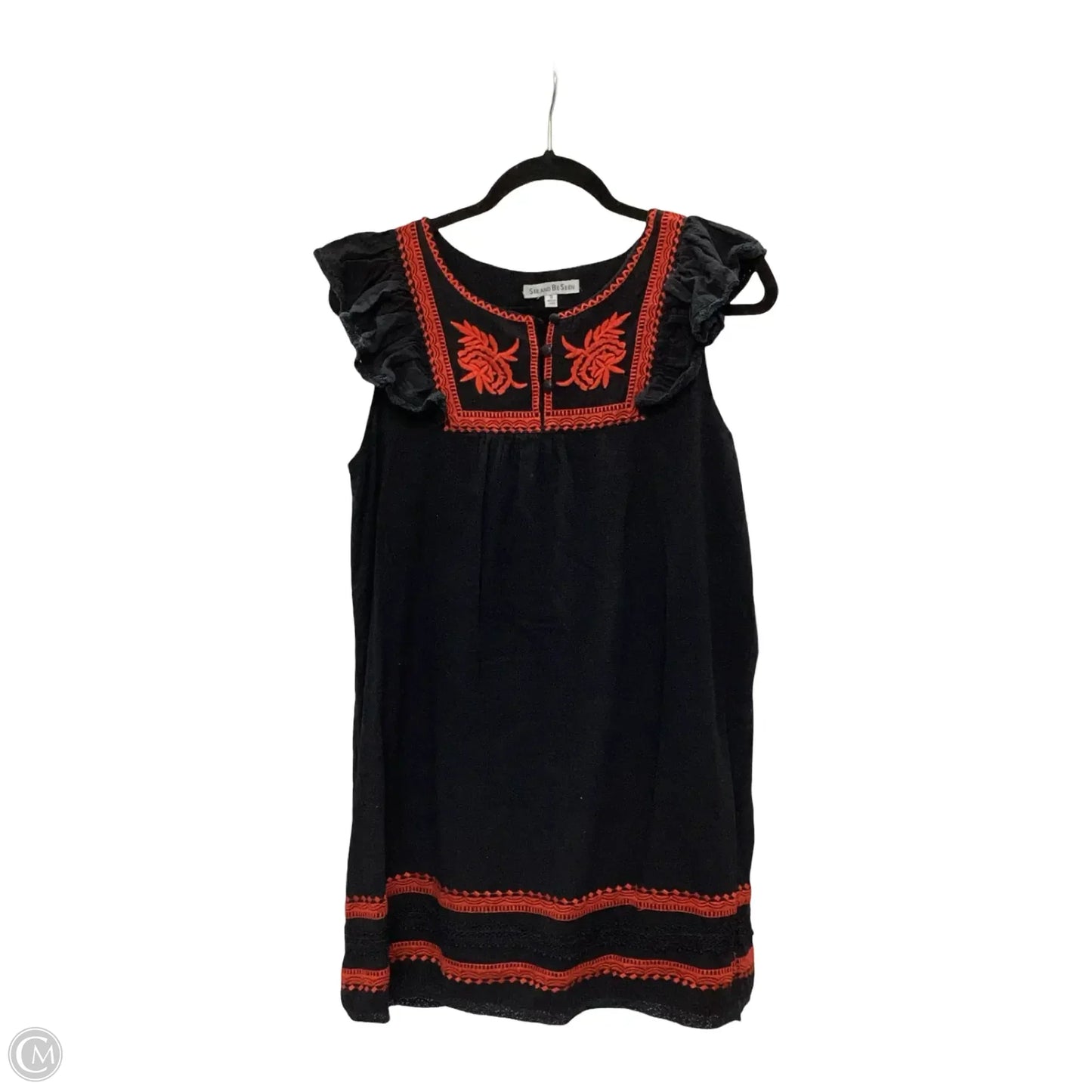 Blouse Short Sleeve By See And Be Seen In Black & Red, Size: S